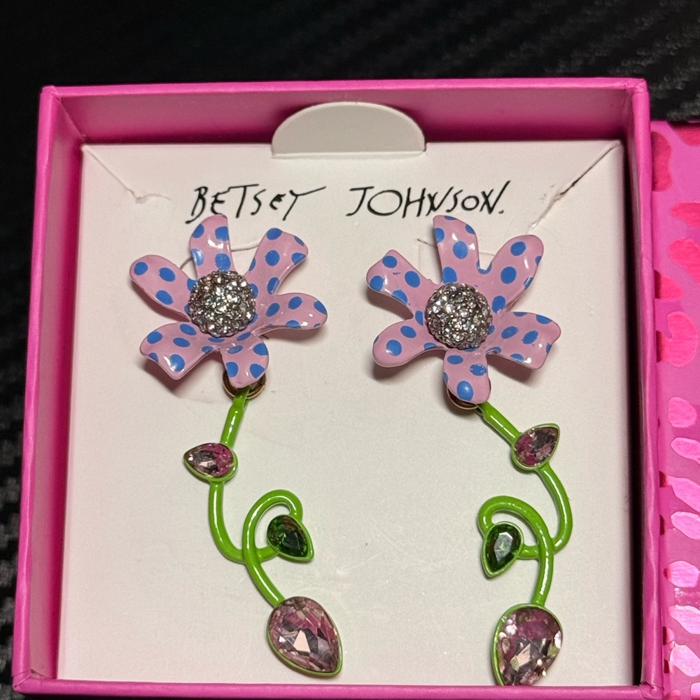 Betsey Johnson Enchanted Flower Drop Earrings